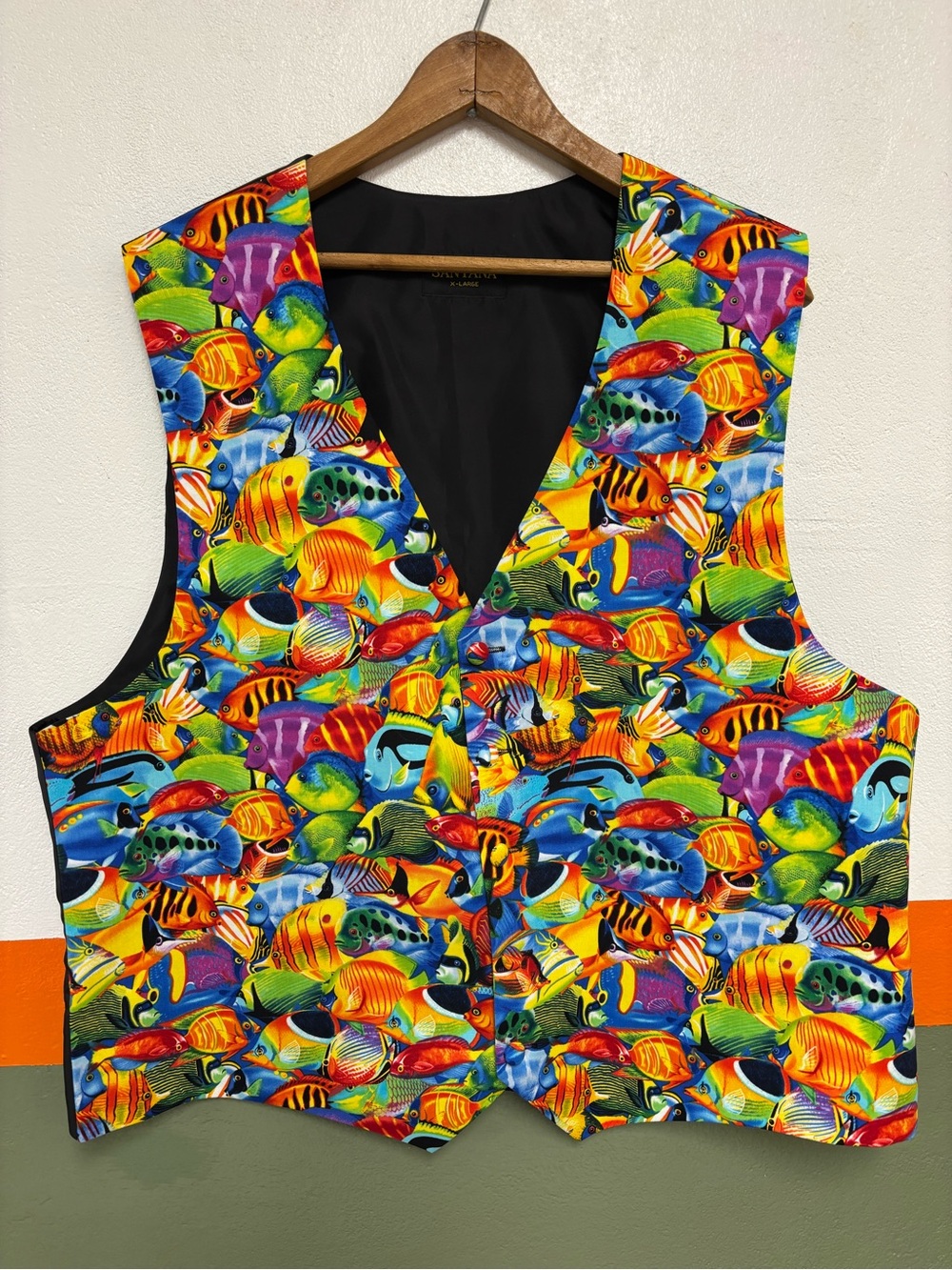 Retro Novelty Tropical Fish Tuxedo Vest